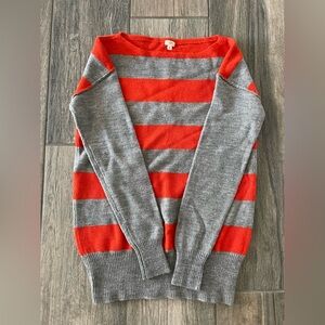 J. Crew Vibrant Red and Soft Gray Knit Top